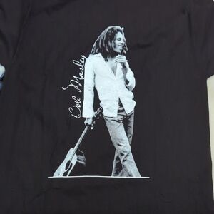 Black Graphic T-Shirt with Bob Marley Print